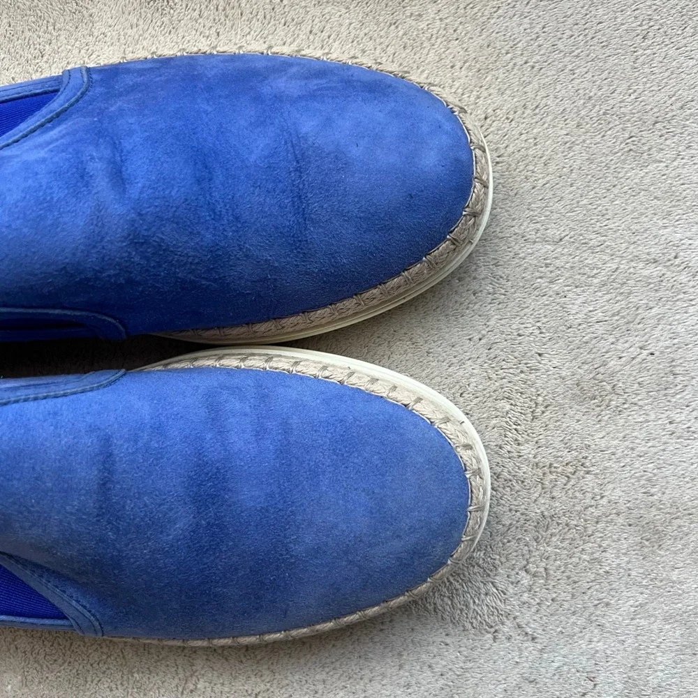 Tods Women 5.5 EU 36 Blue Suede Espadrille Slip On Sneaker Loafers Resort Travel